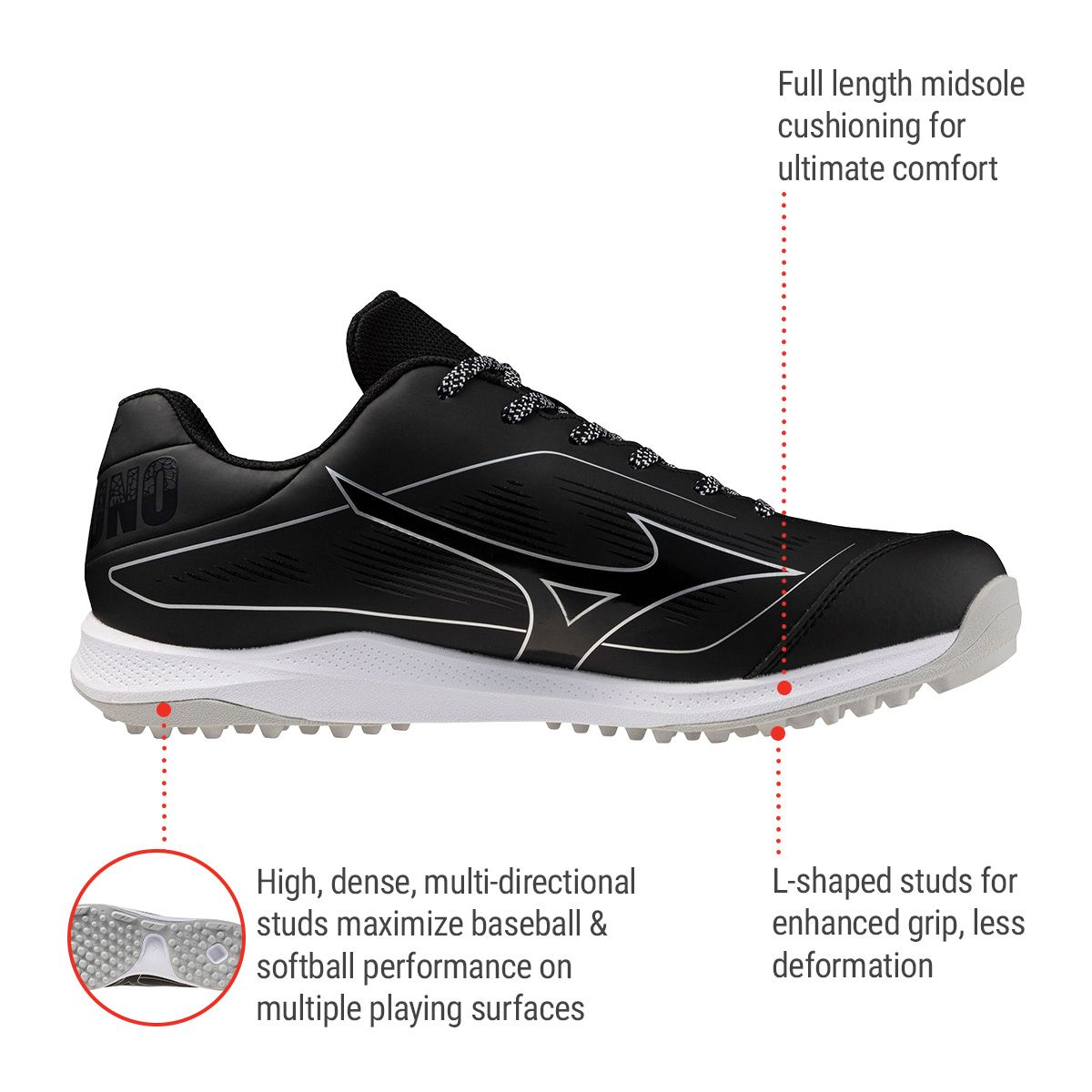 Mizuno Men's CUSHIONREVO Diamond Turf Baseball Cleats