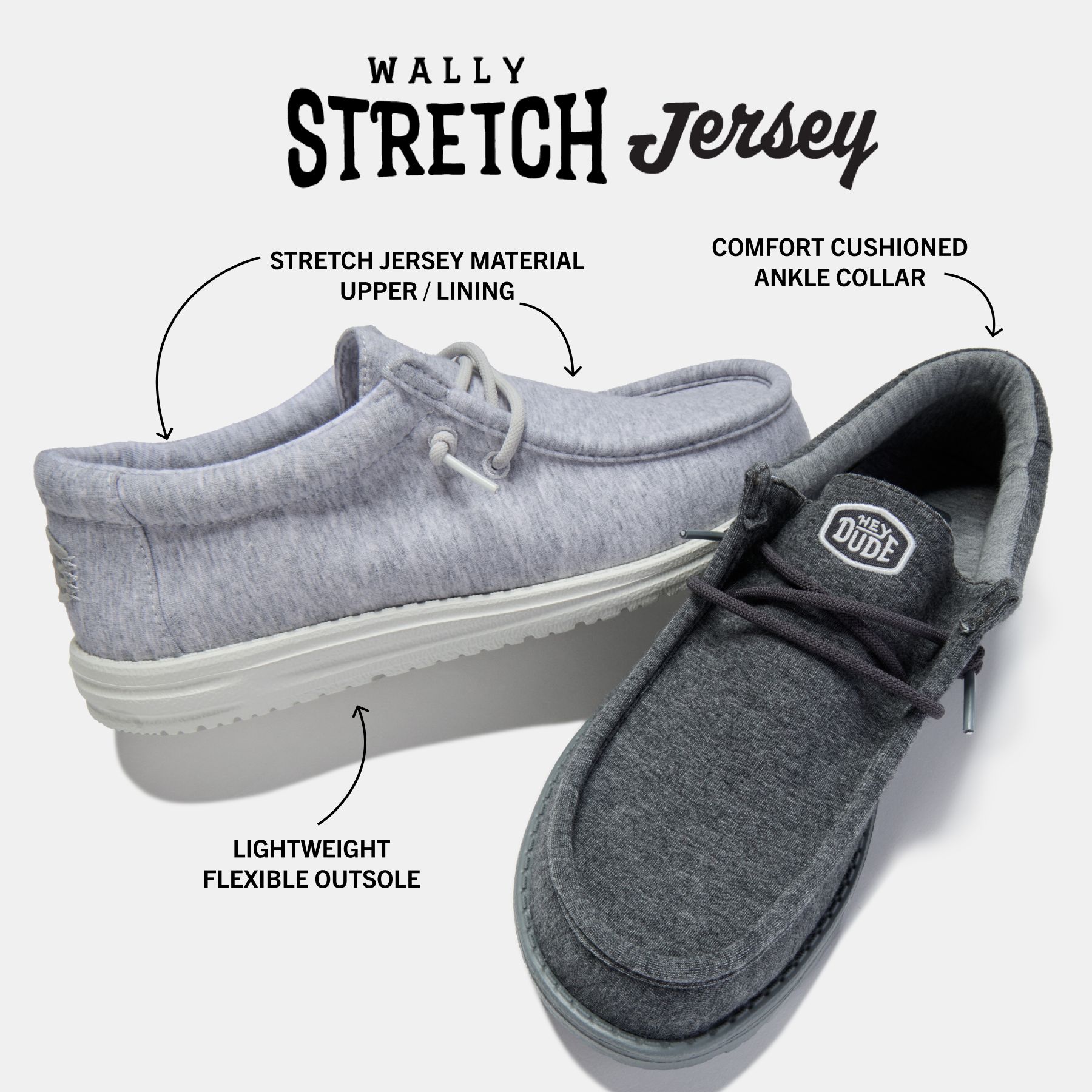 HEYDUDE Men's Wally Stretch Jersey Comfortable Slip-On Shoes