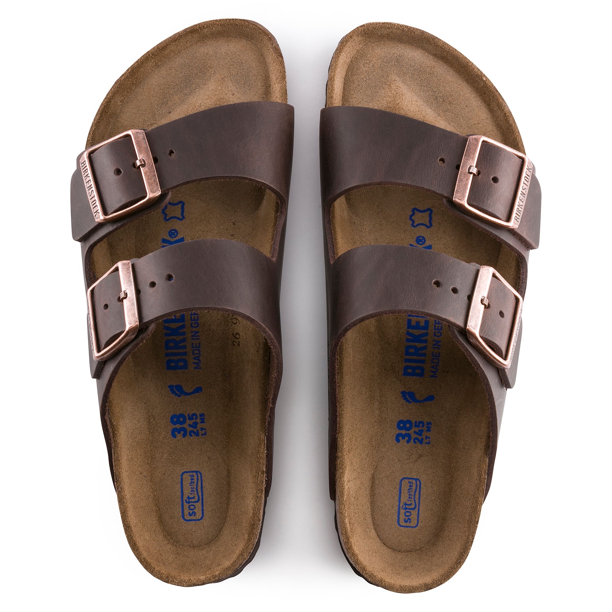 BIRKENSTOCK Unisex Arizona Softbed Leather Adjustable Strap Sandals