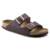 BIRKENSTOCK Unisex Arizona Softbed Leather Adjustable Strap Sandals Front_Angled_Right