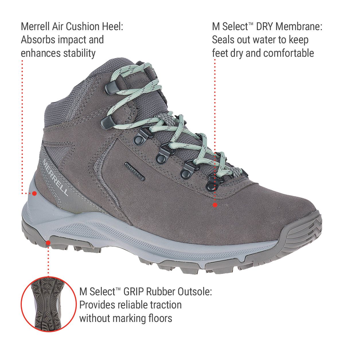 Merrell Women's Erie Waterproof Suede Hiking Boots