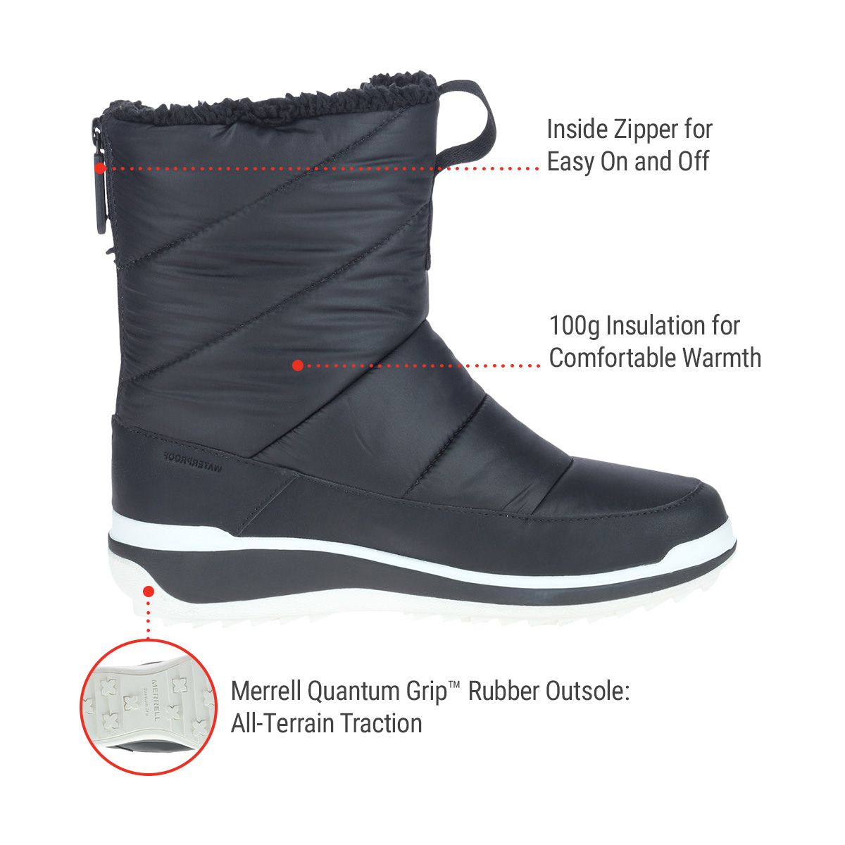 Merrell Women's Snowcreek Sport Mid Zip Winter Boots