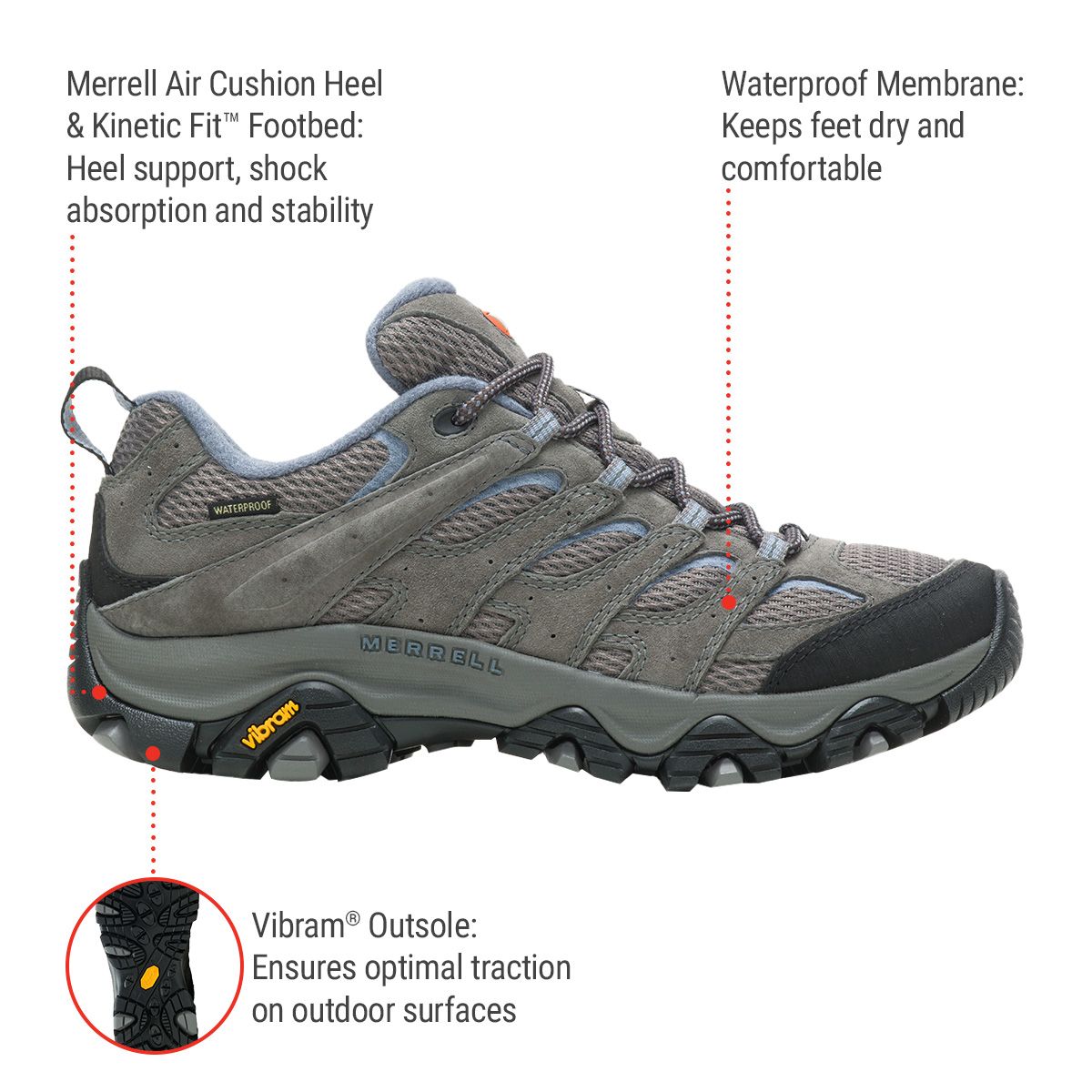 Merrell Women's Moab 3 Waterproof Hiking Shoes