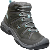 KEEN Women's Circadia Mid Waterproof Hiking Boots Front_Three_Fourths_Angled_Right