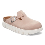 Birkenstock Unisex Chunky Suede Leather Platform Clog Front_Three_Fourths_Angled_Right