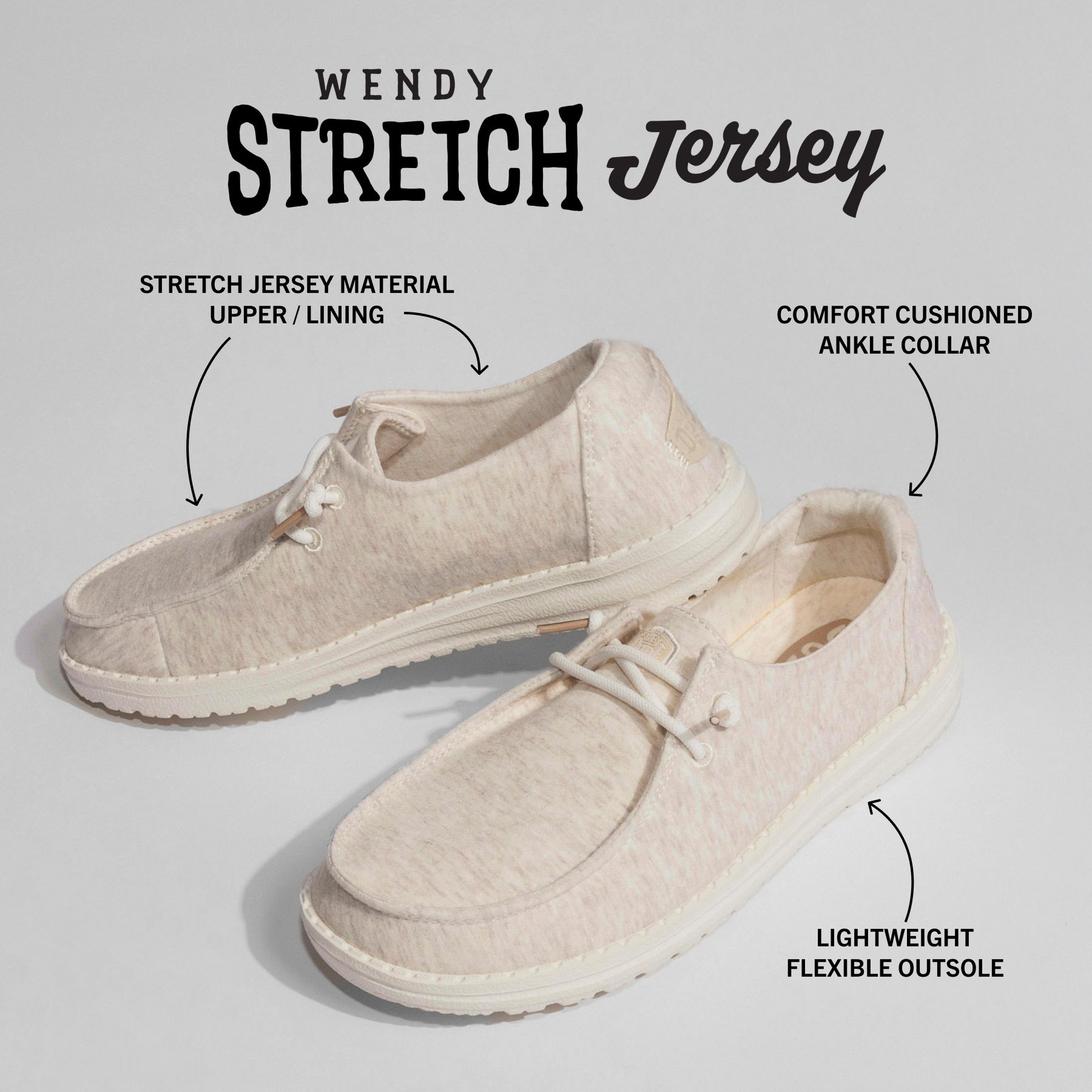 HEYDUDE Women's Wendy Stretch Jersey Lightweight Shoes
