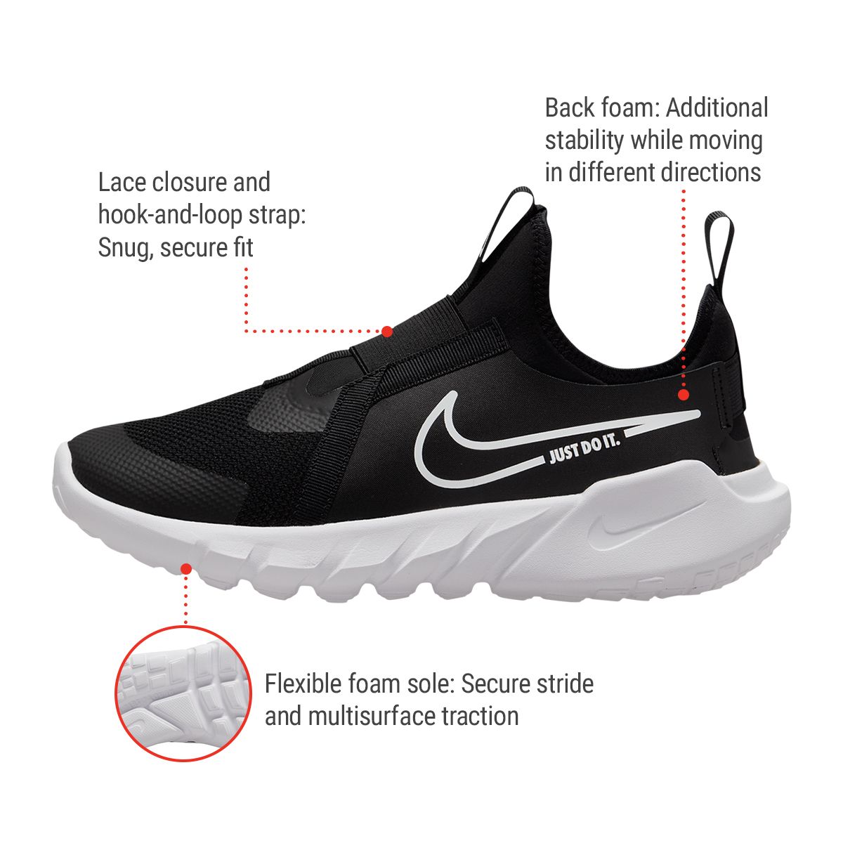 Nike Kids' Grade School Flex Runner 2 Sneakers, Boys', Slip On, Running