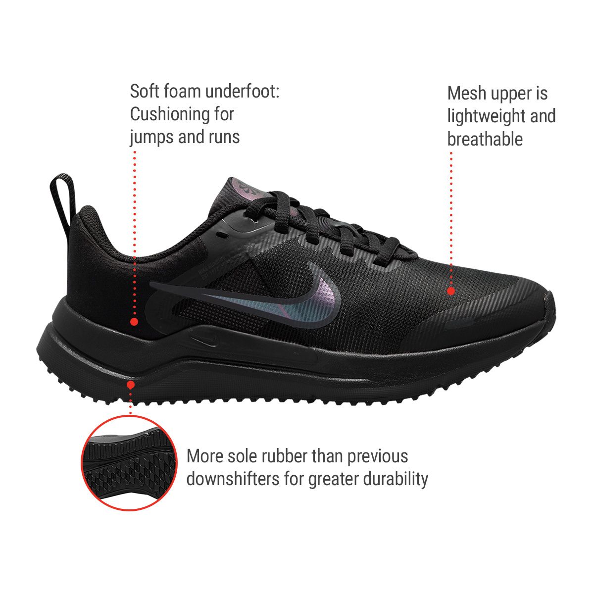 Nike Kids' Grade School Downshifter 12 Sneakers, Boys', Mesh, Lightweight