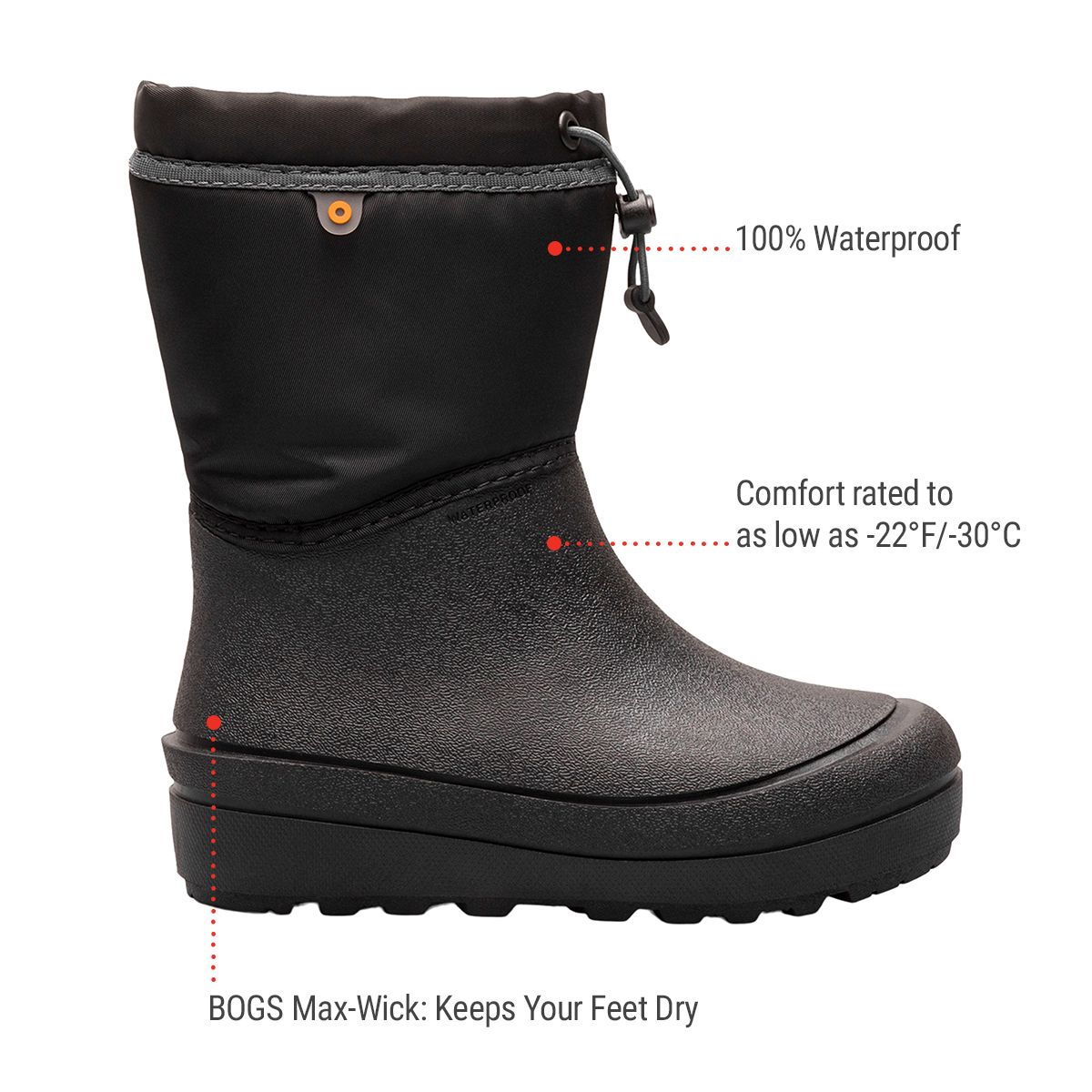 BOGS Kids' Snow Shell Fleece Winter Boots