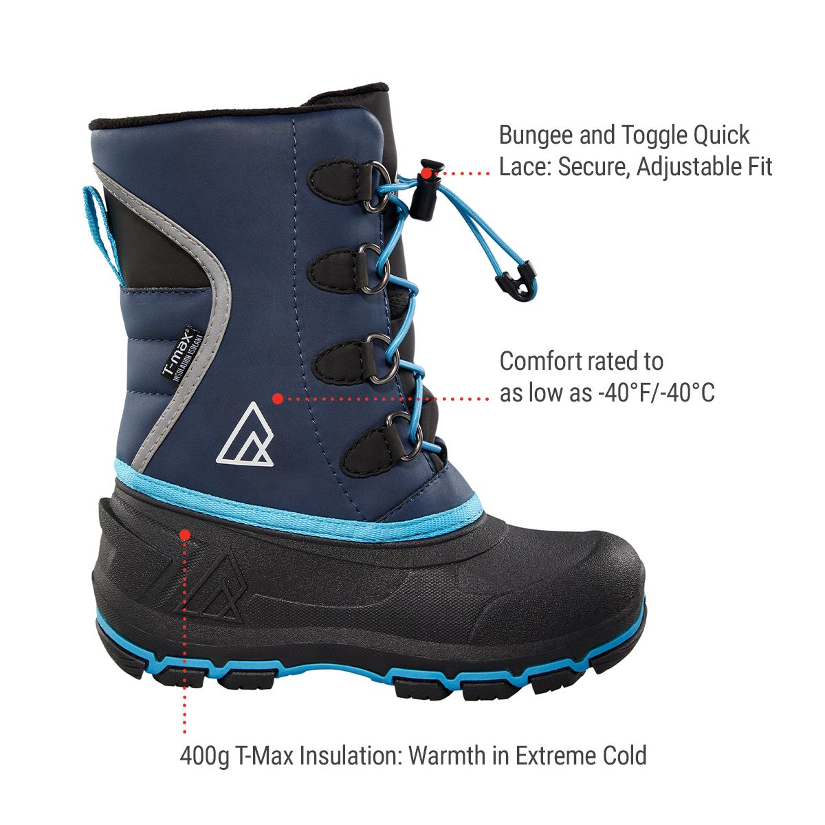 Ripzone Kids' Whiteout Easy-On Winter Boots