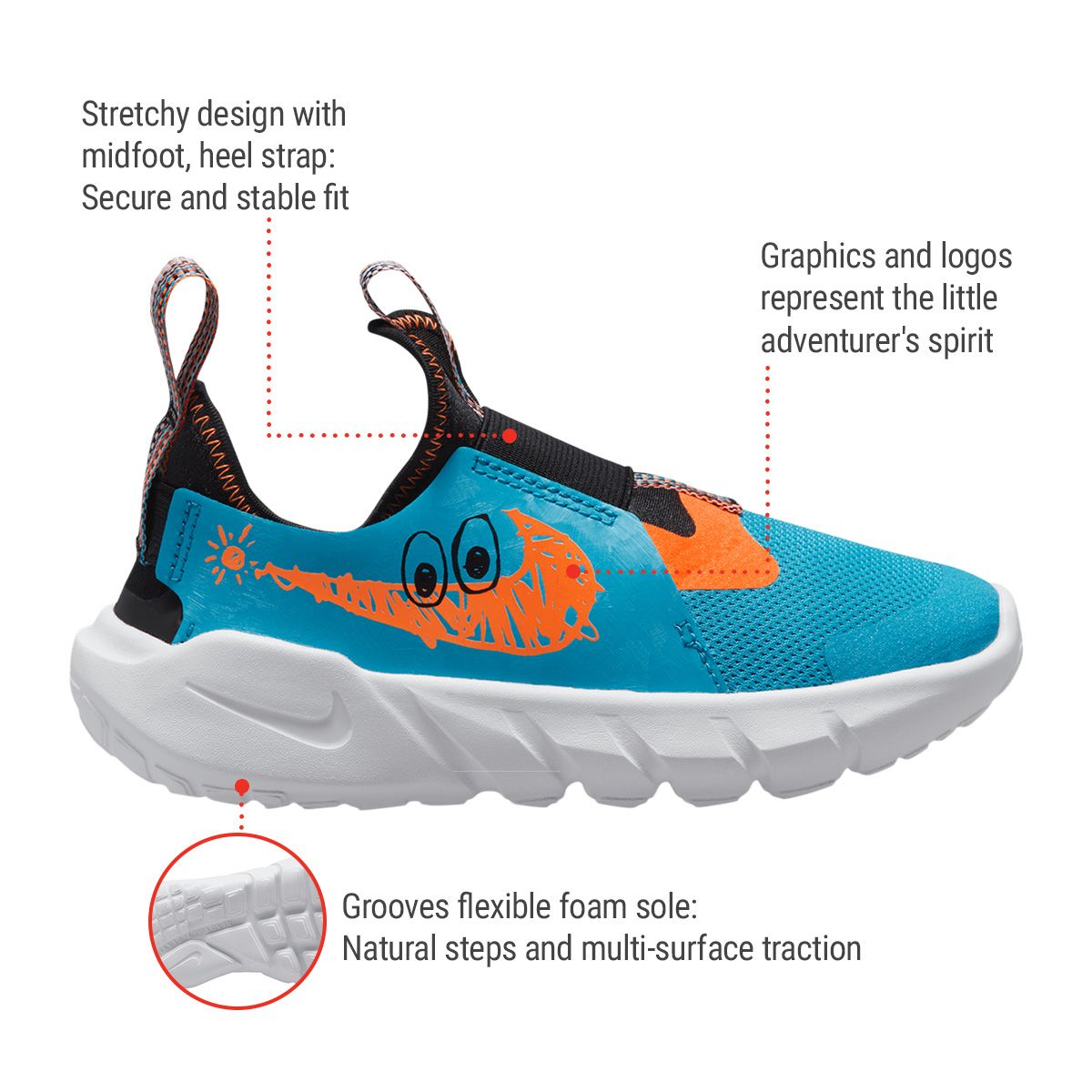 Nike Kids' Pre-School Flex Runner 2 Athletic Shoes