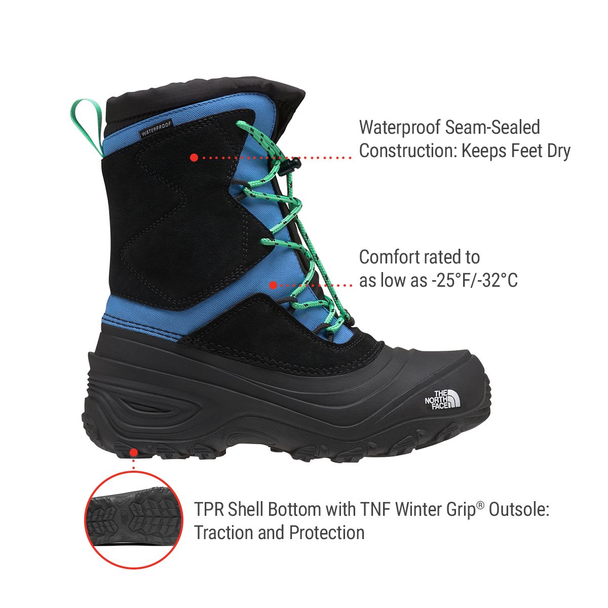 The North Face Kids' Alpenglow V Waterproof Insulated Non-Slip Winter Boots