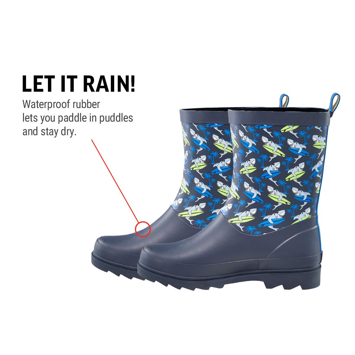 Ripzone Kids' Grade/Pre-School Van Shark Rain Boots