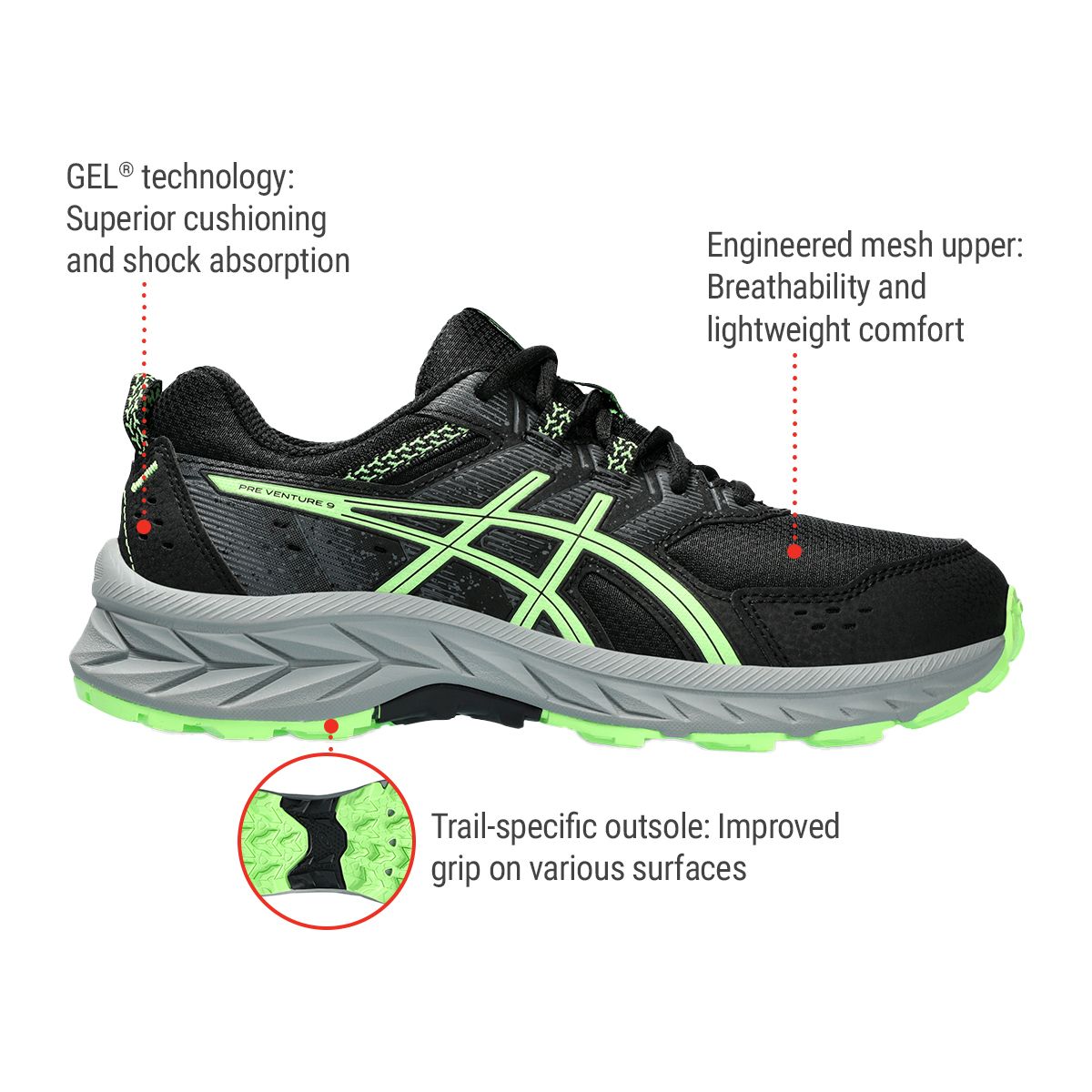 ASICS Kids' Grade School Pre Venture 9 Running Shoes