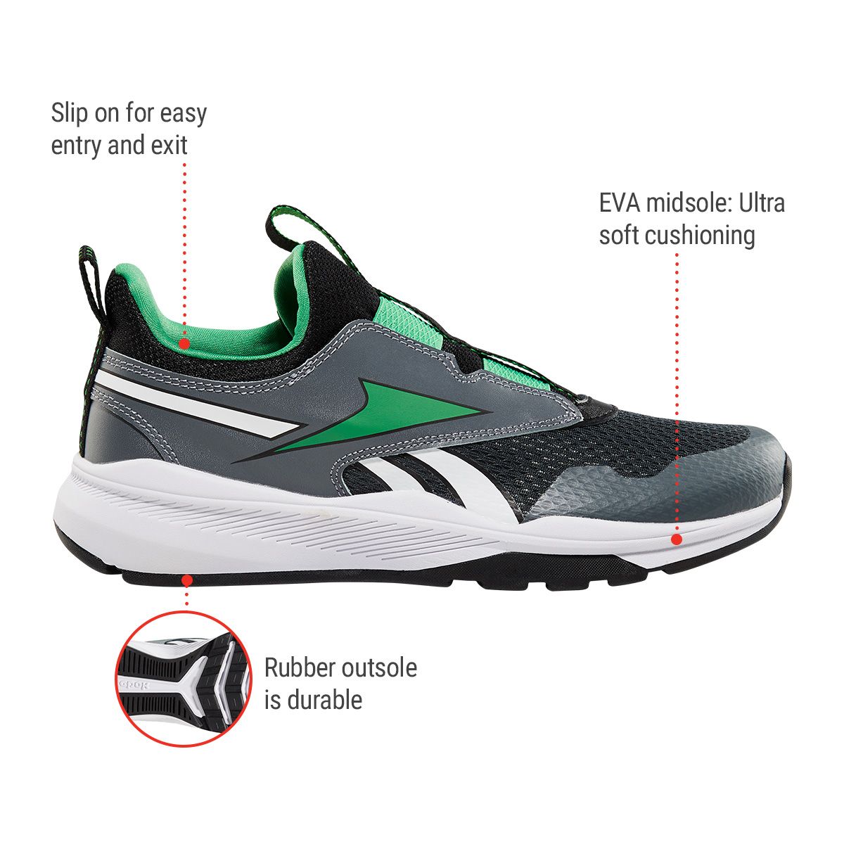 Reebok Kids' Grade/Pre-School XT Sprinter Slip On Running Shoes