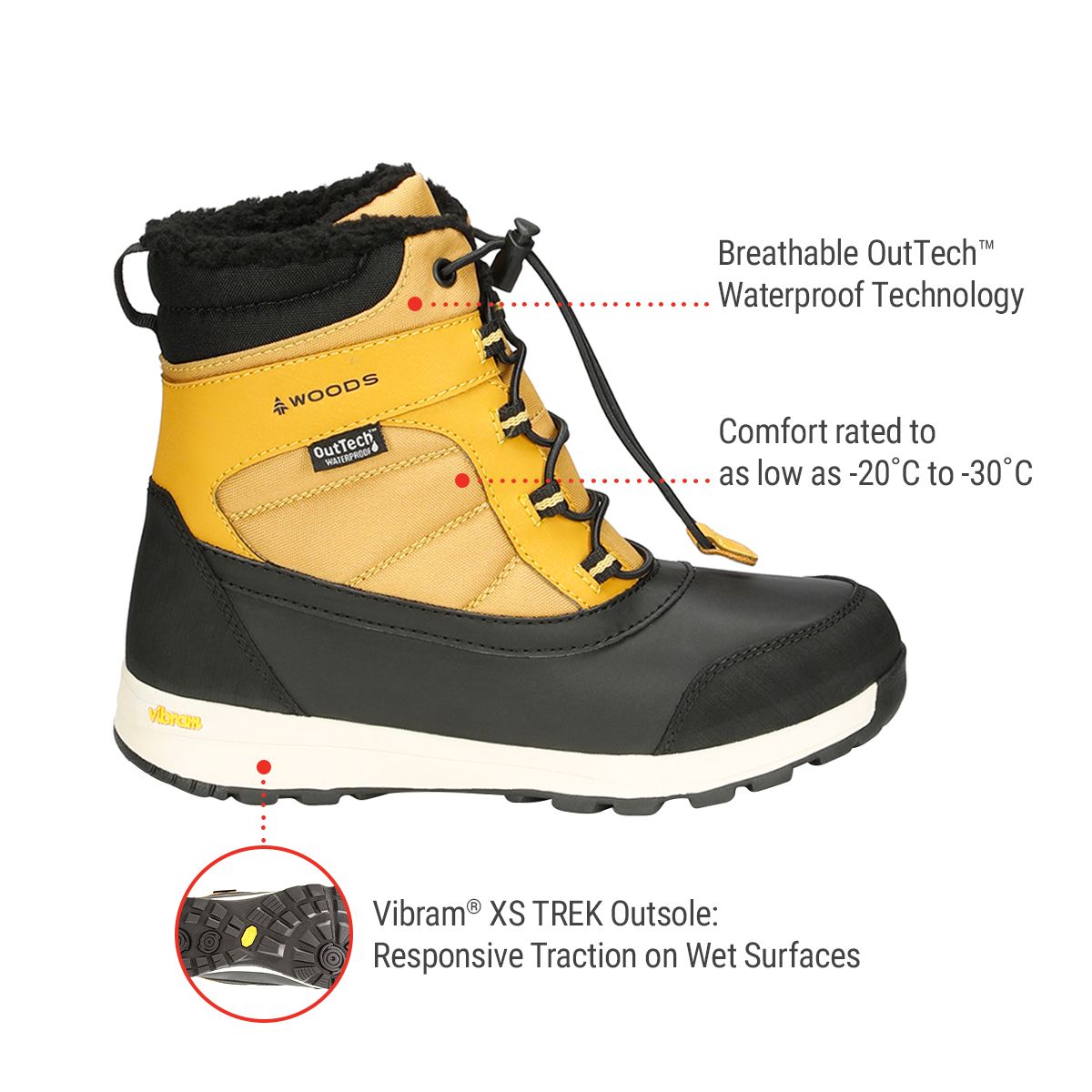 Woods Kids' Grade School BOBCAT Insulated Winter Boots