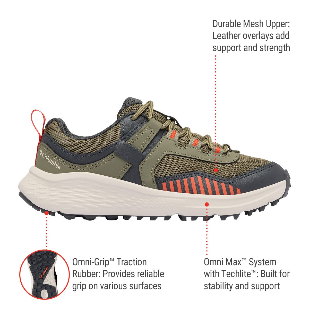 Columbia Kids' Grade School Konos Low Hiking Shoes