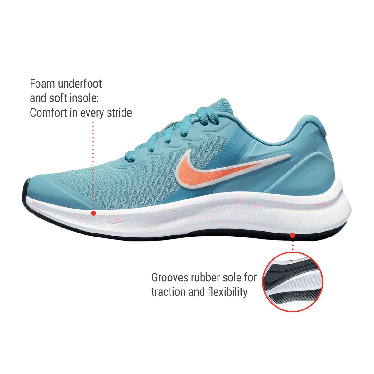 Nike Girls' Grade School Star Runner 3 Running Shoes