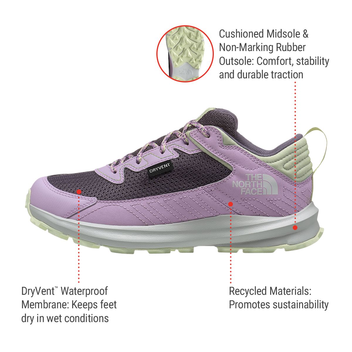The North Face Girls' Grade/Pre-School Fastpack Waterproof Hiking Shoes