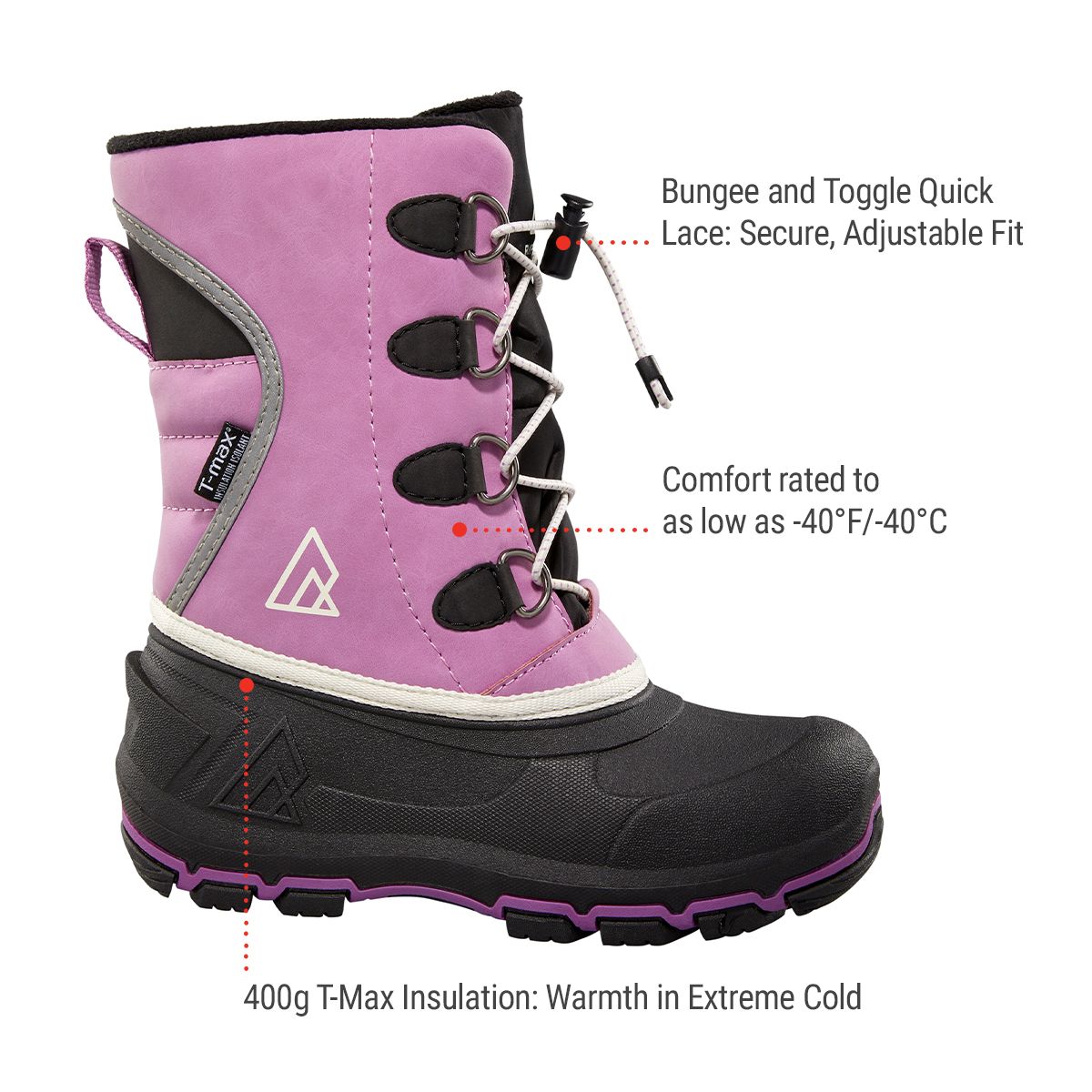 Ripzone Kids' Pre-School Whiteout Waterproof Insulated Fleece-Lined Winter Boots