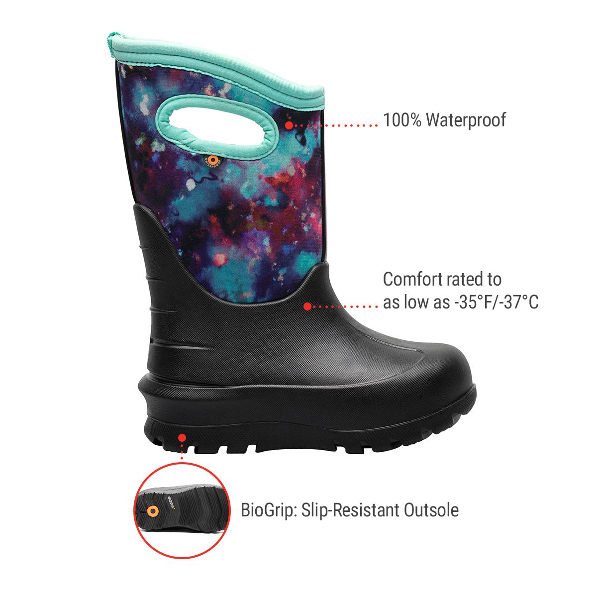 BOGS Kids' Neo Classic Waterproof Insulated Non-Slip Winter Boots