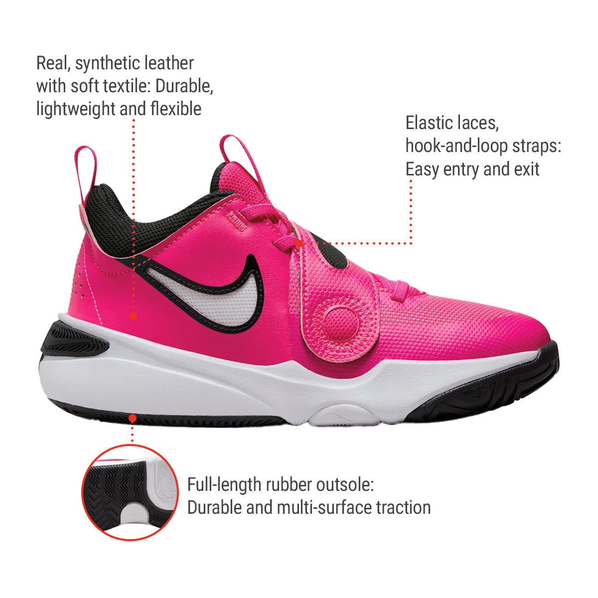 Nike Kids' Grade School Team Hustle D 11 Athletic Shoes, Sneakers