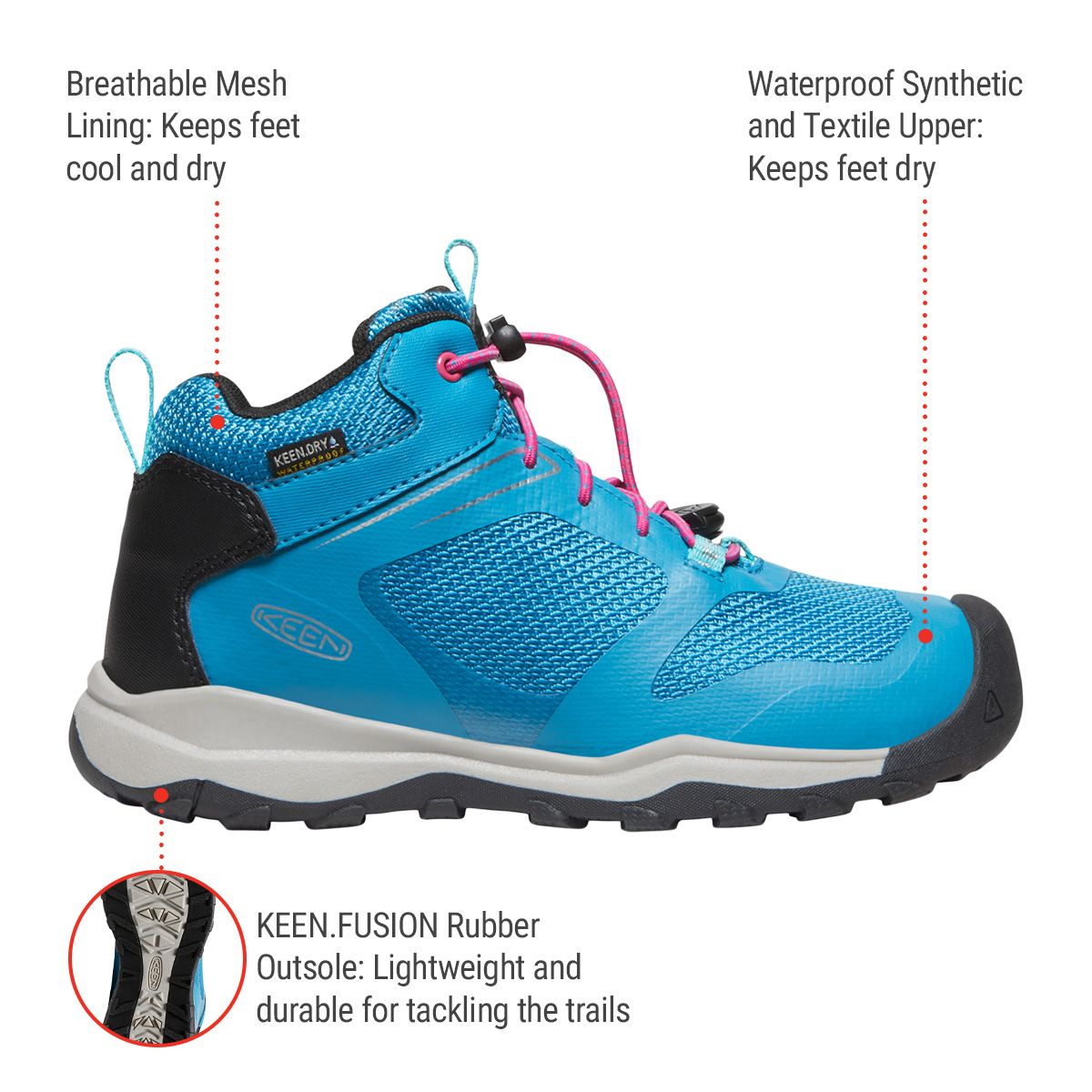 KEEN Kids' Wanduro Waterproof Mid Hiking Boots