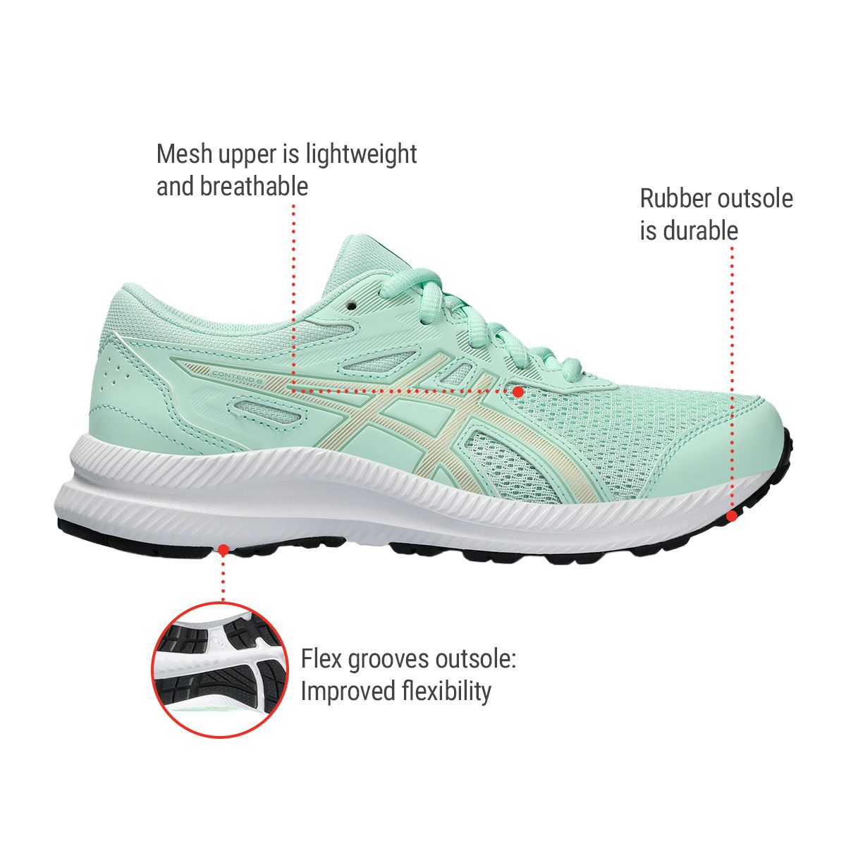 ASICS Girls' Grade School Contend 8 Running Shoes