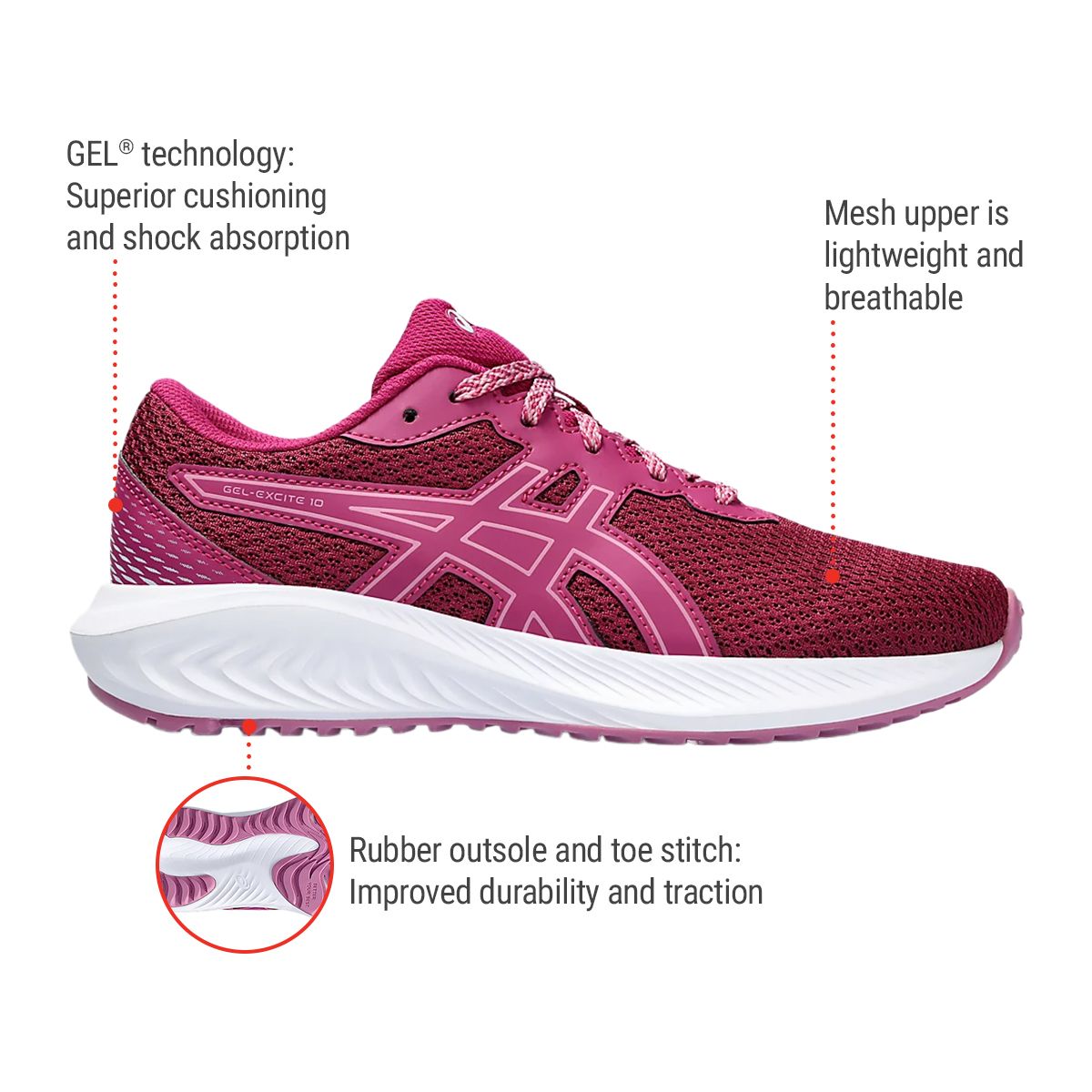 ASICS Girls' Grade School Gel-Excite 10 Running Shoes
