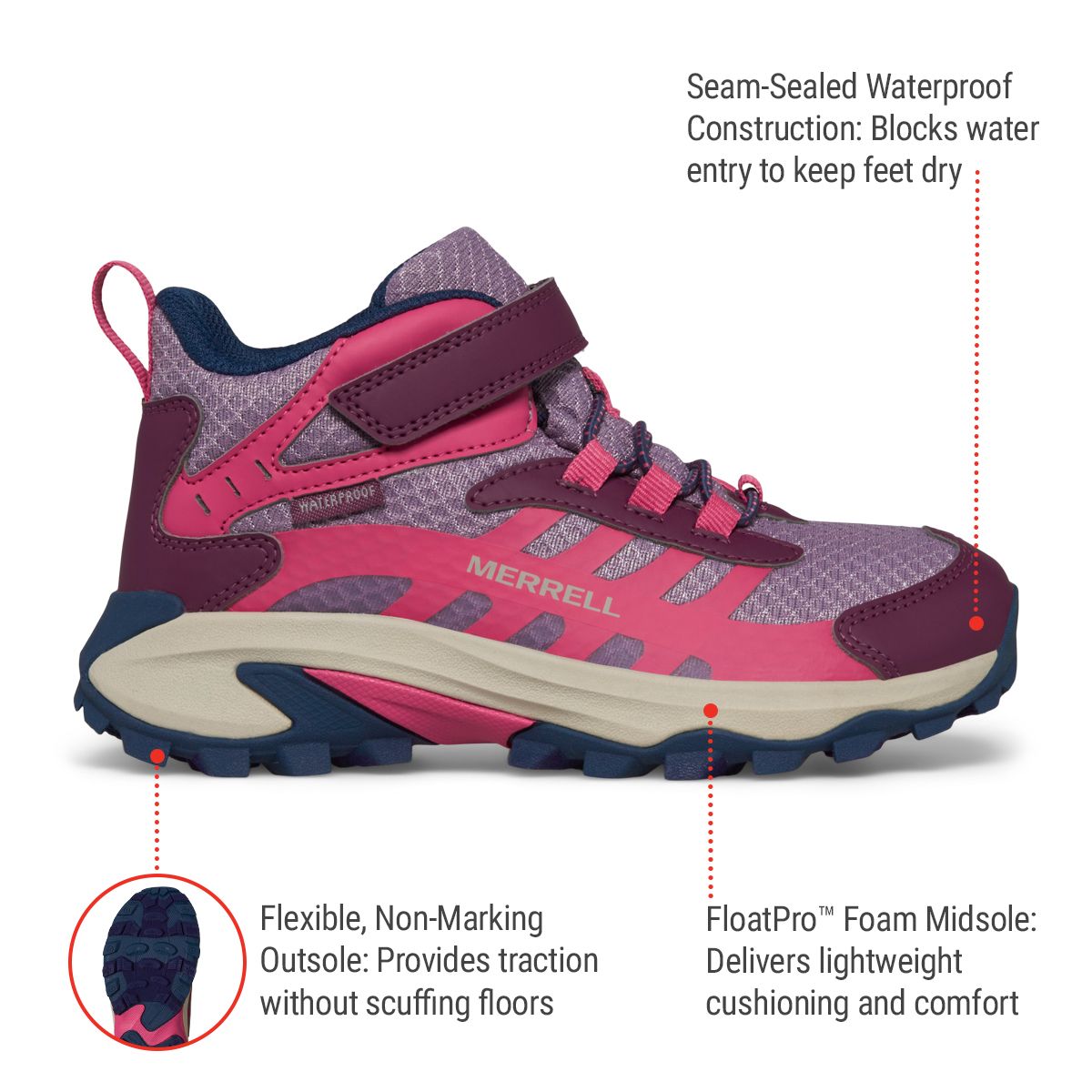 Merrell Kids' Moab Speed 2 Mid Hiking Shoes feature