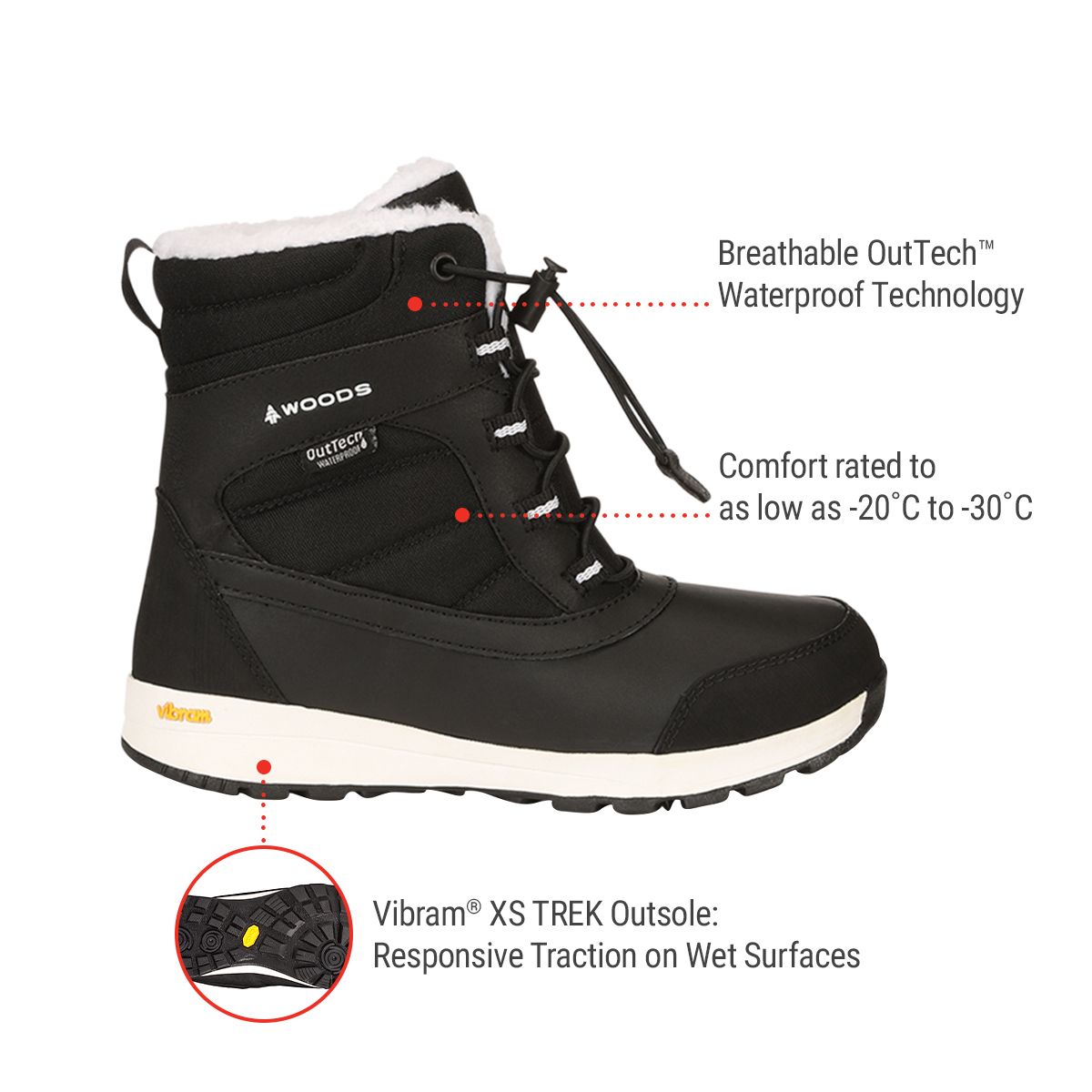 Woods Kids' Grade School BOBCAT Insulated Winter Boots