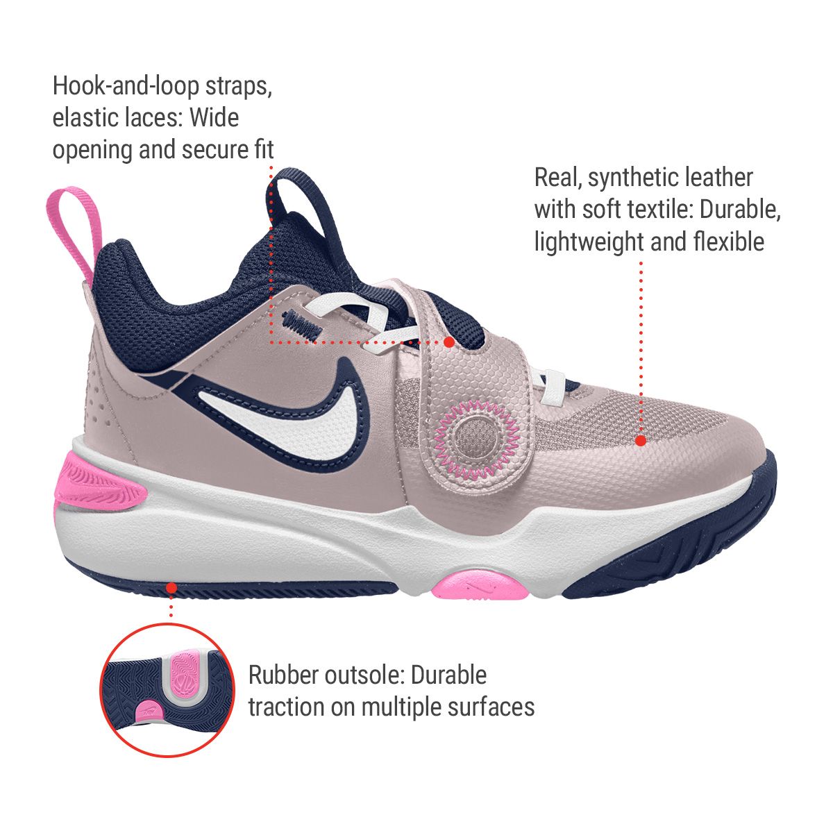 Nike Kids' Pre-School Team Hustle D 11 Athletic Shoes, Sneakers