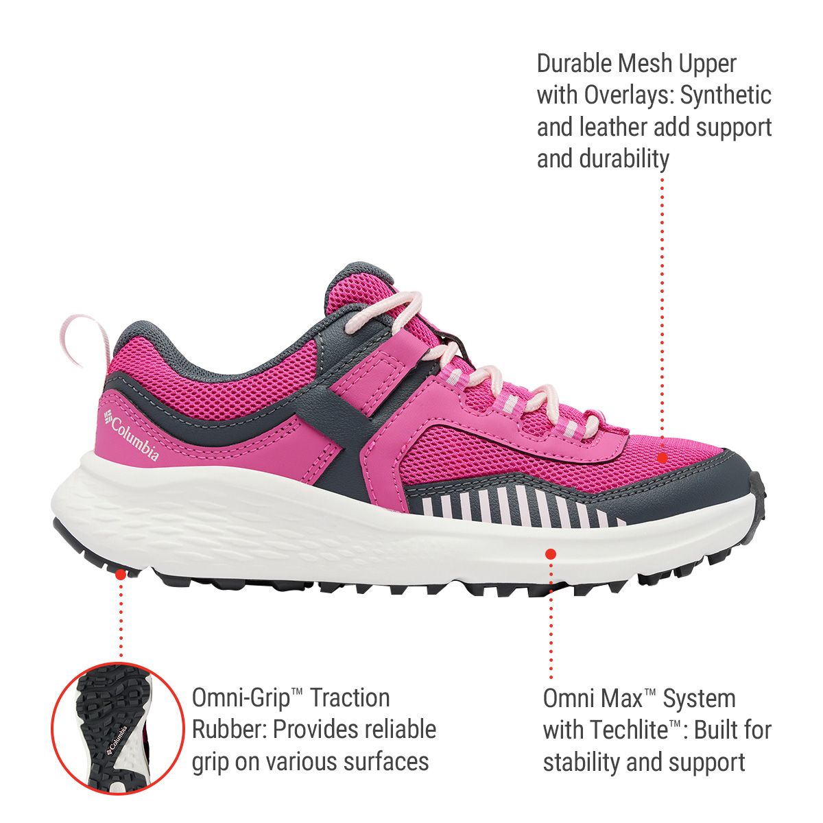 Columbia Kids' Grade School Konos Low Hiking Shoes