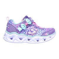 Skechers Kids' Toddler Heart Lights Leopard Print Shoes, Slip On, Walking, Running, Velcro, Light Up Side_Right