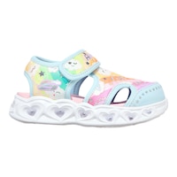 Skechers Kids' Toddler Heart Lights Slides/Sandals, Girls', Closed Toe, Velcro, Light Up Side_Right