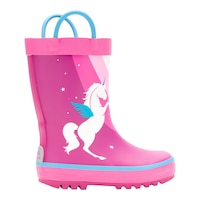 Kamik Kids' Toddler Unicorn Rain Boots, High Top, Slip On, Rubber, Waterproof, Handles Side_Right