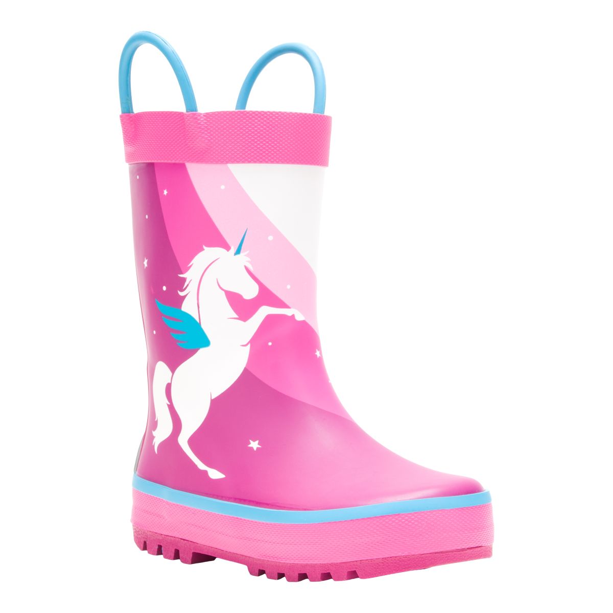 Kamik Kids' Toddler Unicorn Rain Boots, High Top, Slip On, Rubber, Waterproof, Handles
