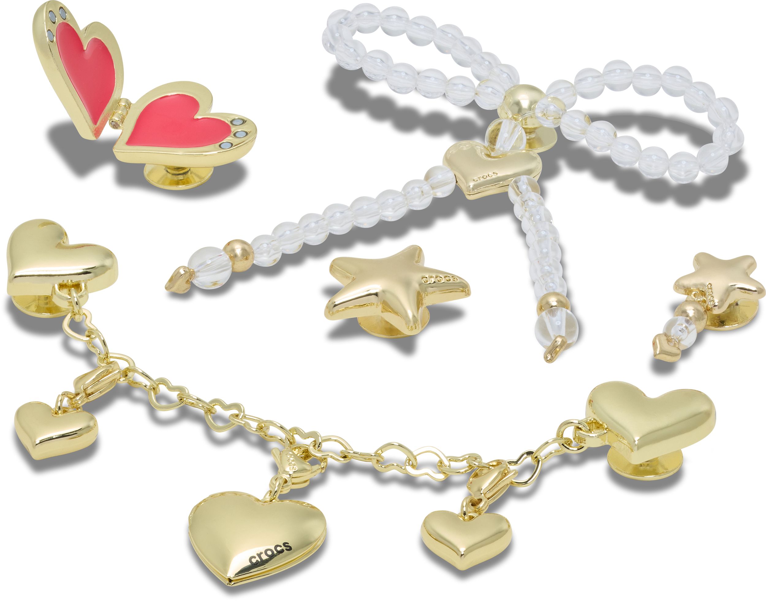 Crocs Gold Hearts Jibbitz 5-pk