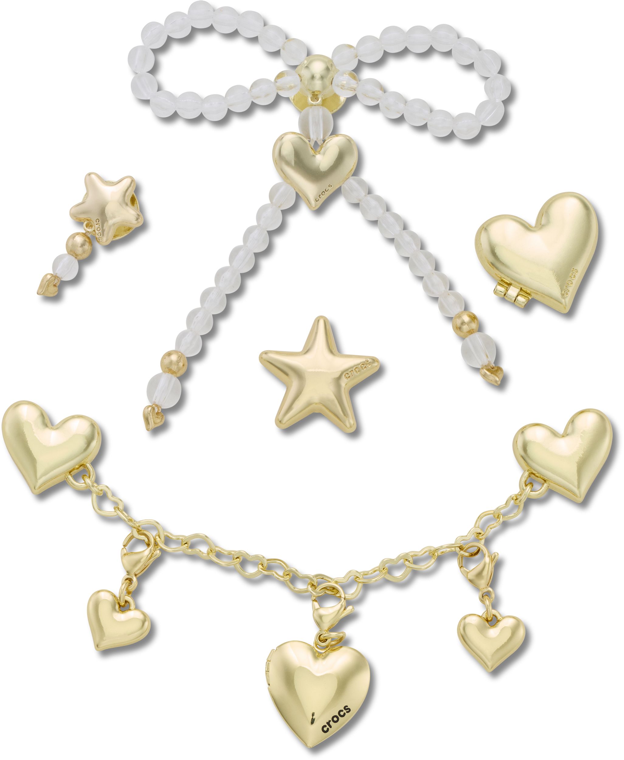 Crocs Gold Hearts Jibbitz 5-pk